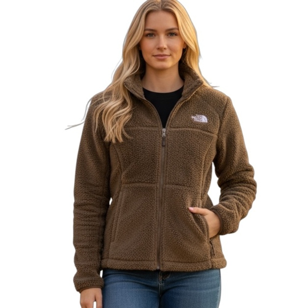 NORTH FACE Osito Full Zip Fleece Jacket in Brown - Size L